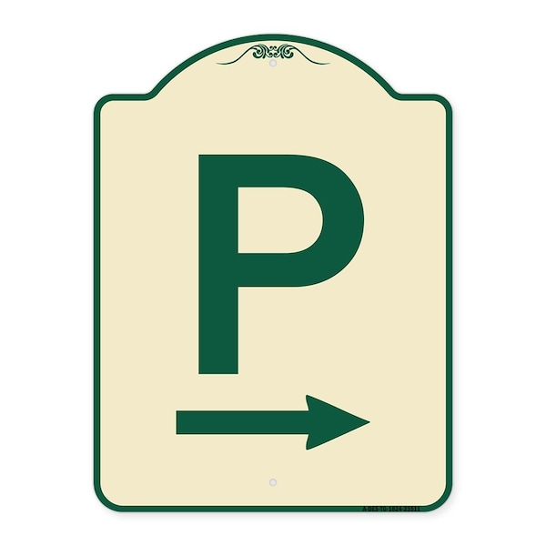 P Symbol With Right Arrow Heavy-Gauge Aluminum Architectural Sign, 24" x 18", TG-1824-23511